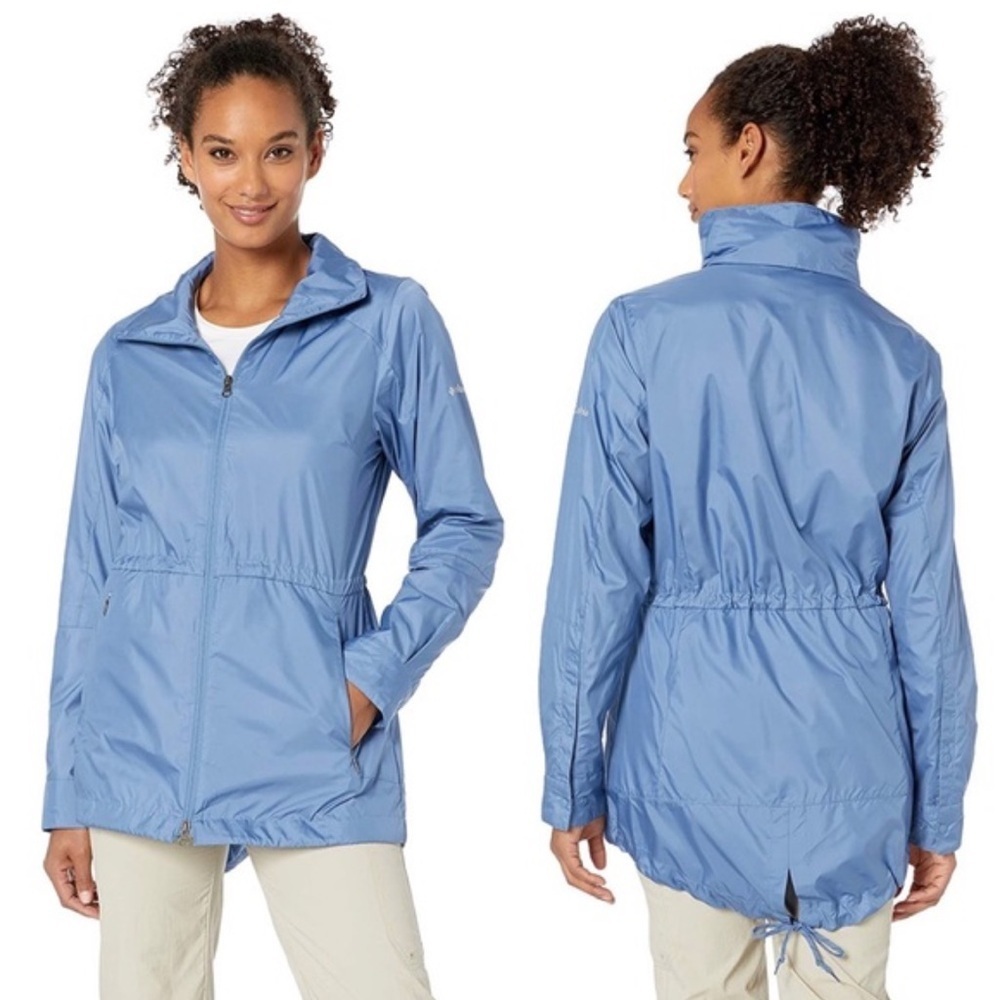 Columbia Ladies Isabella Lake Long Lined Wind Jacket Blue Large Windbreaker